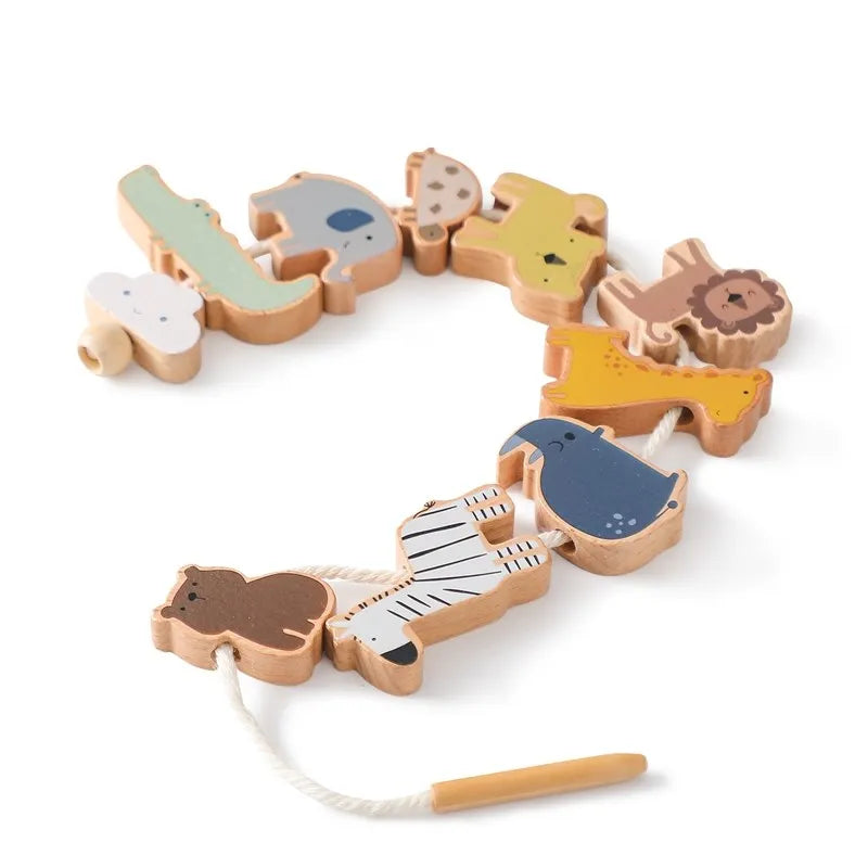 Montessori Animal Threading Toy Set | Wooden Lacing Beads for Fine Motor Skill Development