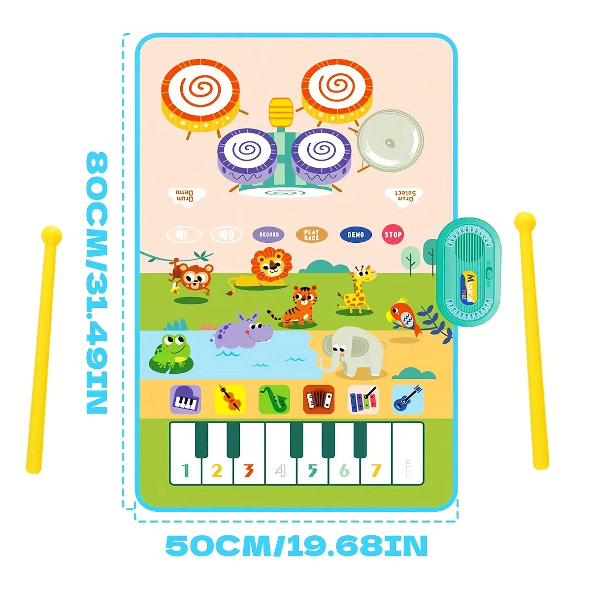 Musical Toys Piano Mat & Drum Set Music Floor Play Mat, Musical Mat Educational Birthday Gifts Musical Toys for Kids