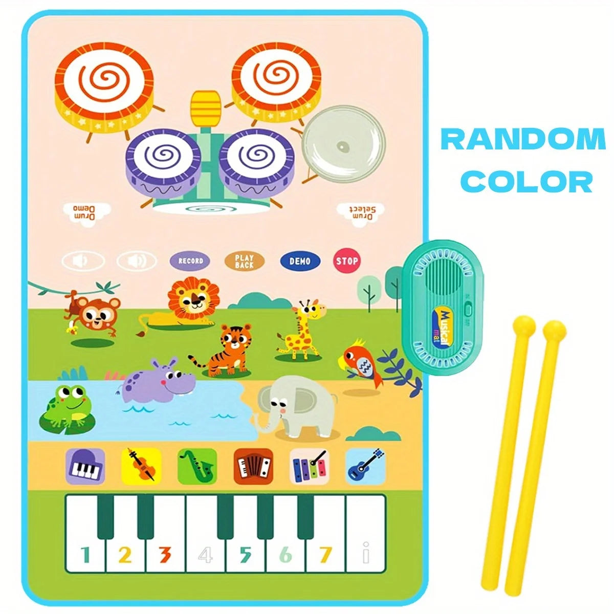 Musical Toys Piano Mat & Drum Set Music Floor Play Mat, Musical Mat Educational Birthday Gifts Musical Toys for Kids