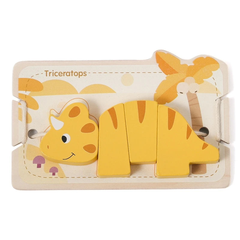 Montessori Animal Threading Toy Set | Wooden Lacing Beads for Fine Motor Skill Development